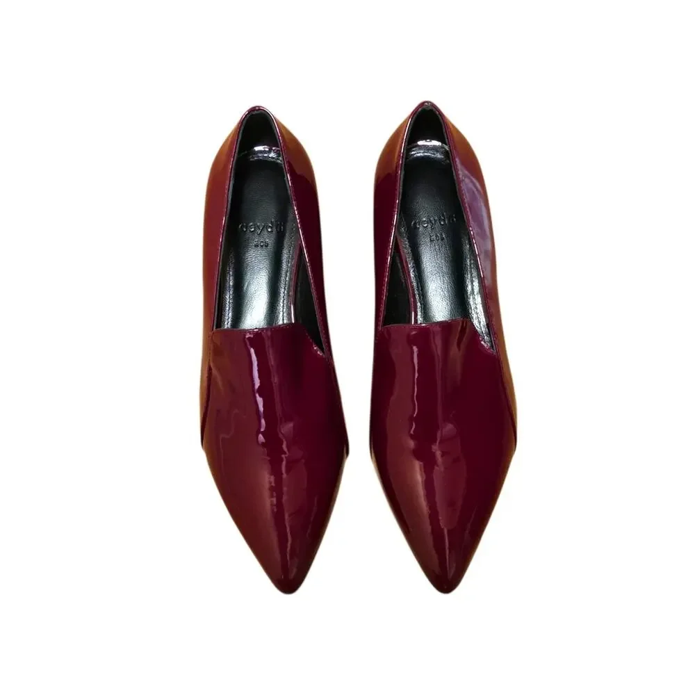 Aeyde Red Pointed Toe Patent Leather Minimalist Balletcore Ballet Flats